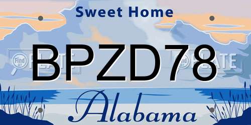 BPZD78 Alabama License Plate