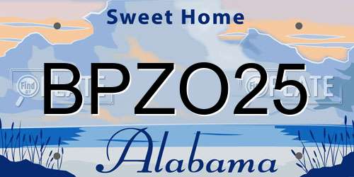 BPZO25 Alabama License Plate