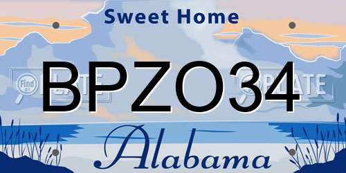 BPZO34 Alabama License Plate