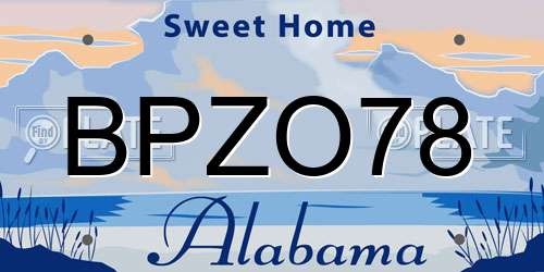 BPZO78 Alabama License Plate
