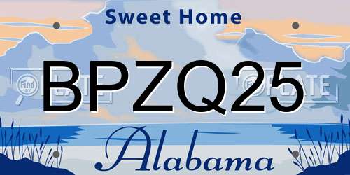 BPZQ25 Alabama License Plate