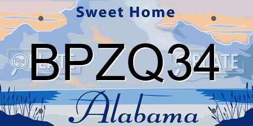 BPZQ34 Alabama License Plate