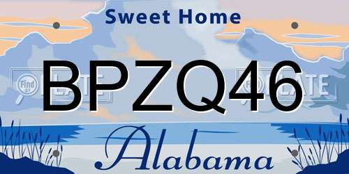 BPZQ46 Alabama License Plate