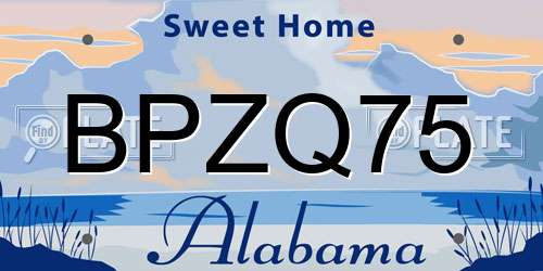 BPZQ75 Alabama License Plate