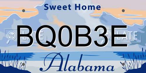 BQ0B3E Alabama License Plate
