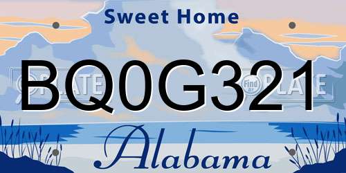 BQ0G321 Alabama License Plate