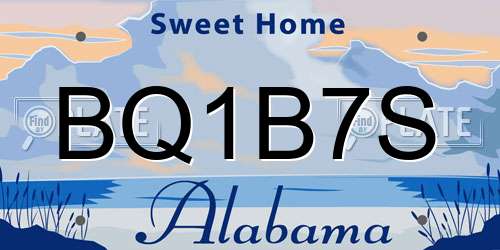 BQ1B7S Alabama License Plate