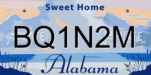 BQ1N2M Alabama License Plate