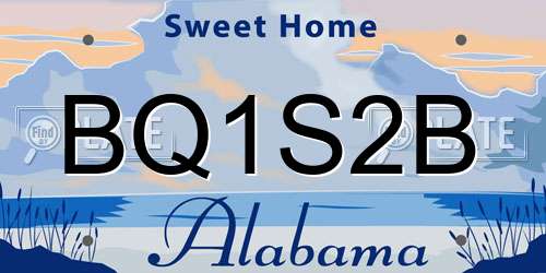 BQ1S2B Alabama License Plate