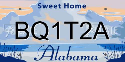 BQ1T2A Alabama License Plate