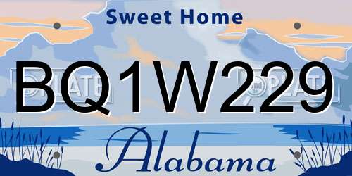 BQ1W229 Alabama License Plate