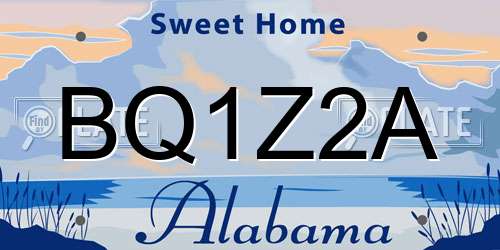 BQ1Z2A Alabama License Plate