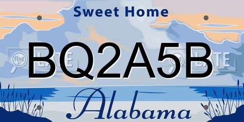 BQ2A5B Alabama License Plate