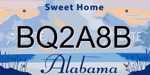 BQ2A8B Alabama License Plate