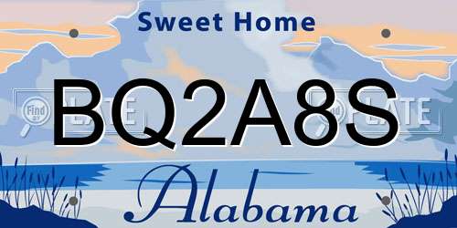 BQ2A8S Alabama License Plate