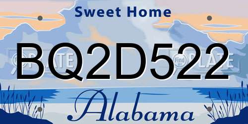 BQ2D522 Alabama License Plate