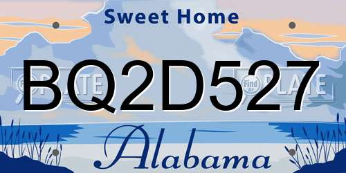 BQ2D527 Alabama License Plate