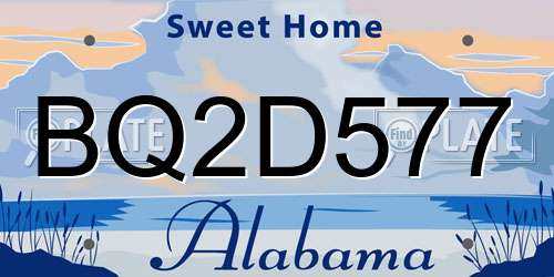 BQ2D577 Alabama License Plate