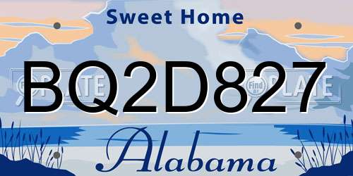 BQ2D827 Alabama License Plate