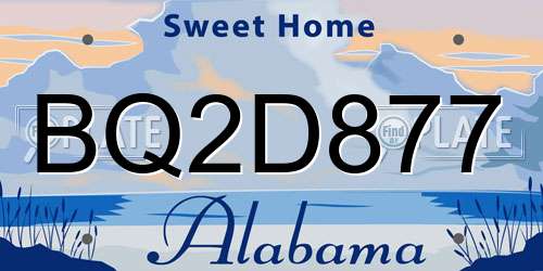 BQ2D877 Alabama License Plate