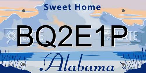 BQ2E1P Alabama License Plate