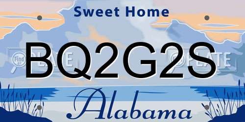 BQ2G2S Alabama License Plate