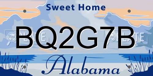 BQ2G7B Alabama License Plate