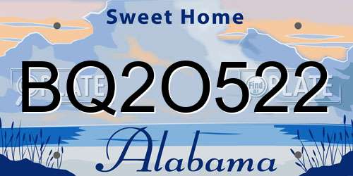 BQ2O522 Alabama License Plate
