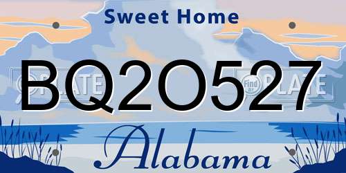 BQ2O527 Alabama License Plate
