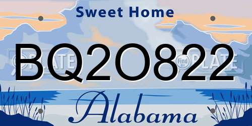BQ2O822 Alabama License Plate