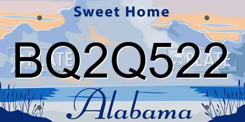 BQ2Q522 Alabama License Plate