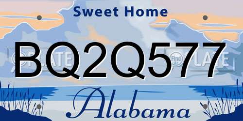 BQ2Q577 Alabama License Plate