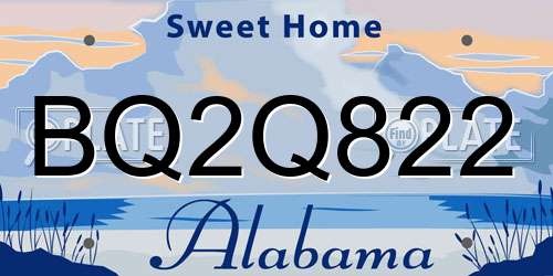 BQ2Q822 Alabama License Plate