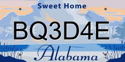 BQ3D4E Alabama License Plate
