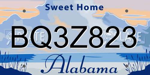 BQ3Z823 Alabama License Plate