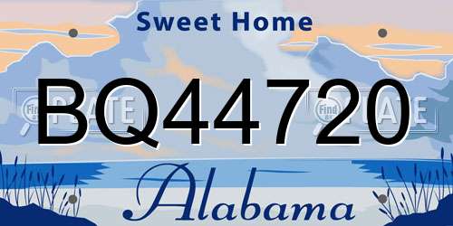 BQ44720 Alabama License Plate
