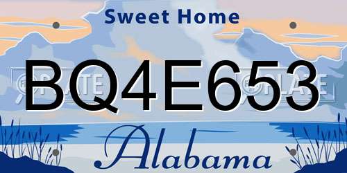 BQ4E653 Alabama License Plate