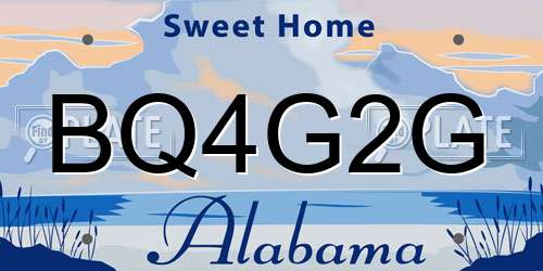 BQ4G2G Alabama License Plate