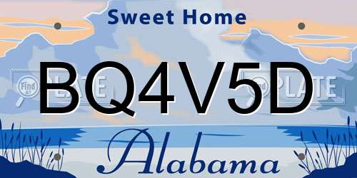 BQ4V5D Alabama License Plate