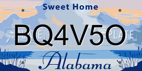 BQ4V5O Alabama License Plate