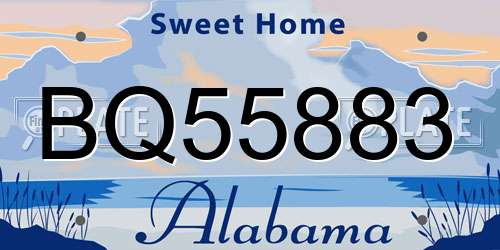 BQ55883 Alabama License Plate