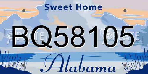 BQ58105 Alabama License Plate