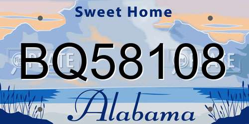 BQ58108 Alabama License Plate