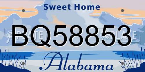 BQ58853 Alabama License Plate