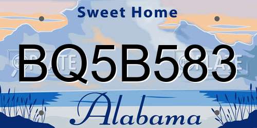 BQ5B583 Alabama License Plate