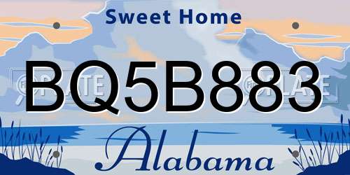BQ5B883 Alabama License Plate