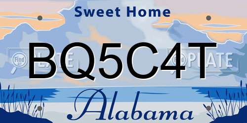 BQ5C4T Alabama License Plate