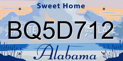 BQ5D712 Alabama License Plate