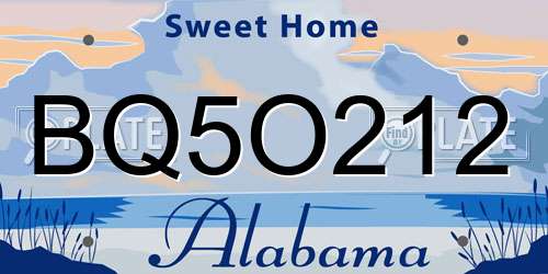 BQ5O212 Alabama License Plate
