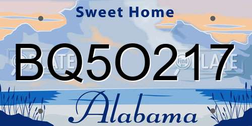 BQ5O217 Alabama License Plate